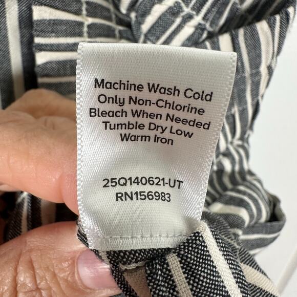 Evereve Pants Womens XL Gray White Striped Larissa Linen Wide Leg Pull On NEW! - Picture 6 of 7